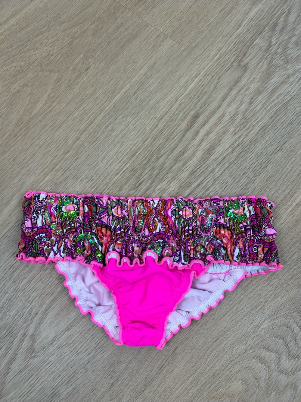 Patricia Ramirez Smocked Ruffled Bikini Bottom S